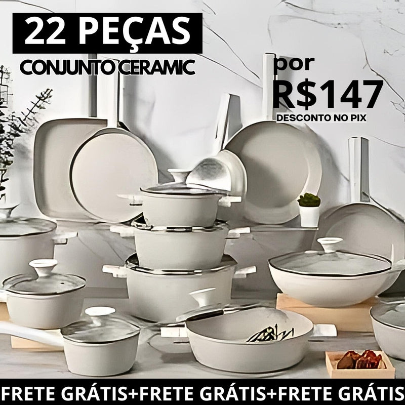 American Kit Panelas Ceramic 22 Peças Frete Grátis