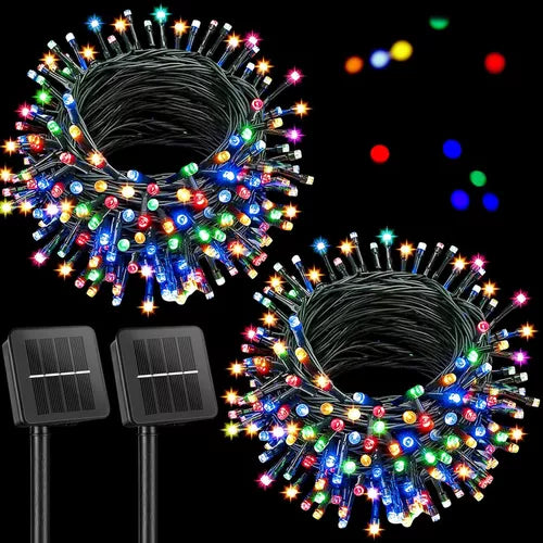 Luces Navideñas con Panel Solar Multicolor