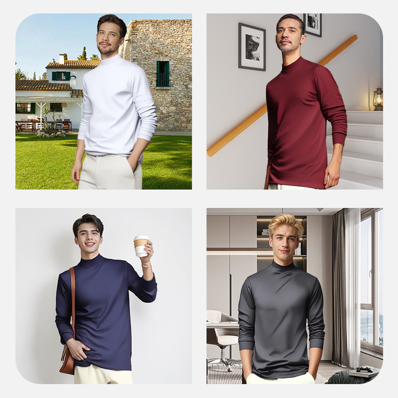 Camisa de capa base cálida y cómoda elástica de algodón mercerizado para hombre