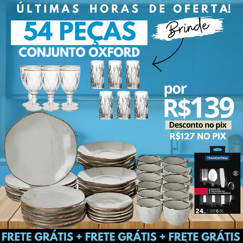 Aparelho de Jantar Oxford + Taças Diamond + Copos Cristal + Talheres - ESPECIAL INVERNO [OFERTA VÁLIDA ATÉ 09/07] Últimas horas!