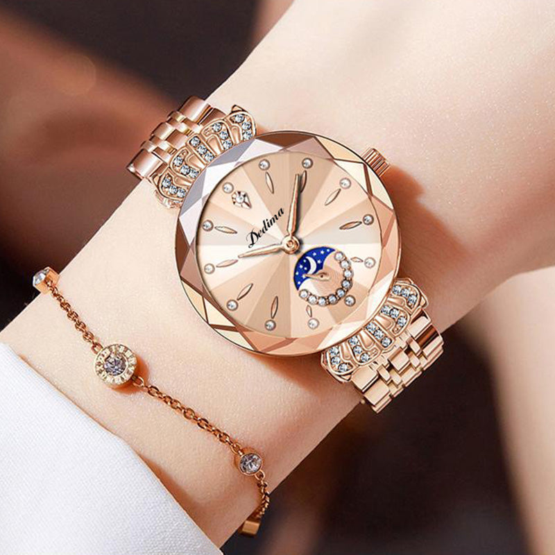 🎀Nuevo para 2025 60% de descuento🎀Reloj estrella lunar de diamantes de moda para mujer