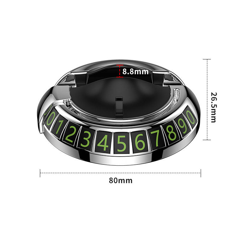 Soporte para teléfono de coche con placa de número de aparcamiento