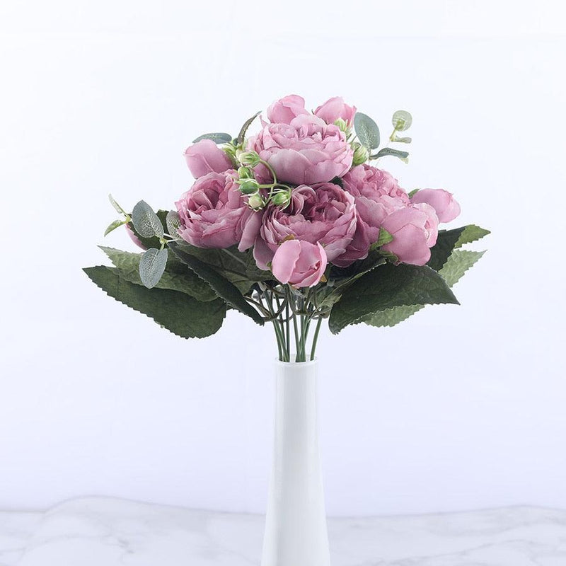 Rosas Peônia Artificial- Arranjo com 5 flores 30cm - Toque de Luxo Decor